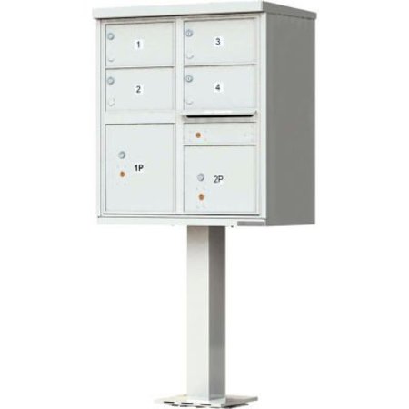 FLORENCE MFG CO Vital Cluster Box Unit, 4 Mailboxes & 2 Parcel Lockers, Postal Grey 1570-4T5AF